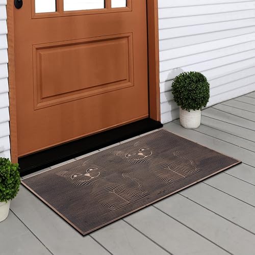 A1HC Rubber Welcome Doormat for Outdoor Indoor Entrance, Non-Slip Backing Front Door Mat for High Traffic Area Use, Fun Designed Entrymat, 18"x30" Sitting Cat