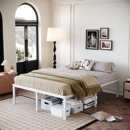 18 Inch White Full Size Bed Frame with High Storage, view 6