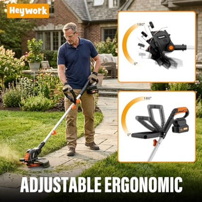 20V 12" Cordless String Trimmer, Electric Weed Wacker & Edger, view 5