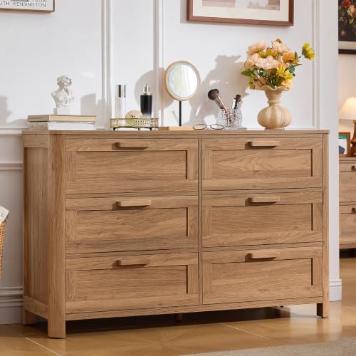 Farmhouse 6 Drawer Dresser for Bedroom, Brown, view 2