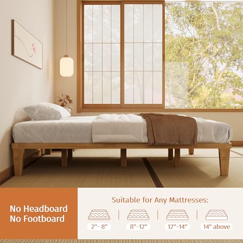 IOTXY Cal King Platform Bed Frame - 12" Solid Wood Mattress Foundation Base, view 7