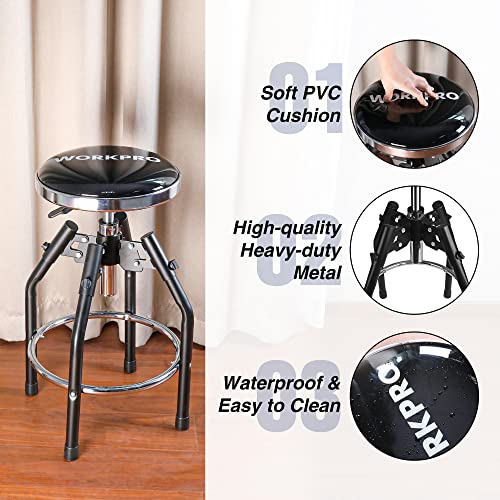 Heavy Duty Adjustable Hydraulic Shop Stool, Garage Bar Stool, 29in to 33.86in, view 6