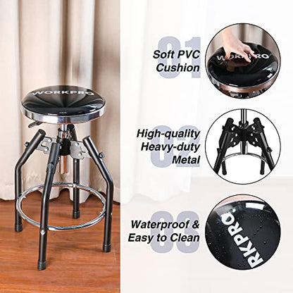 Heavy Duty Adjustable Hydraulic Shop Stool, Garage Bar Stool, 29in to 33.86in, view 6