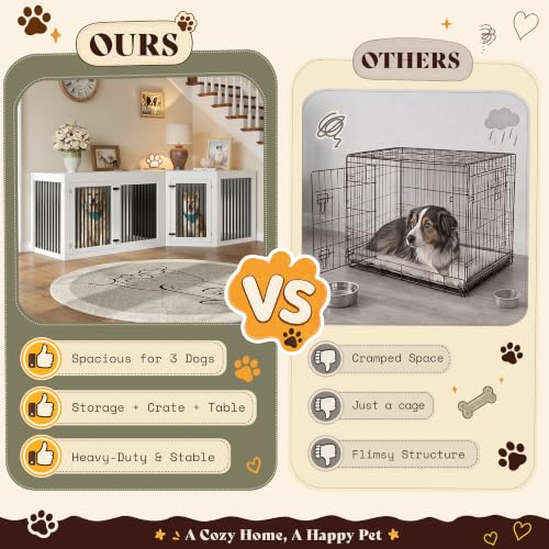 Dog Crate Furniture for Medium/Large Dogs with Storage and Divider, view 6