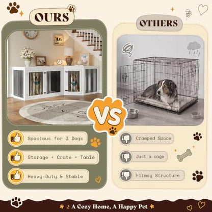 Dog Crate Furniture for Medium/Large Dogs with Storage and Divider, view 6
