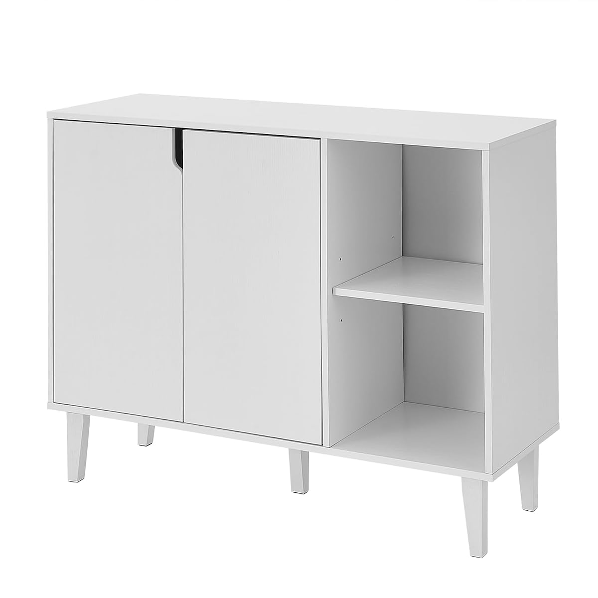 Kitchen Buffet Cabinet Storage Sideboard with 2 Doors 2 Shelves, 41.8" L x 15" W x 32.5" H (White)