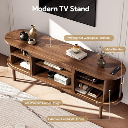 Mid Century TV Stand for TVs up to 70 Inches Entertainment Center with Storage, view 7