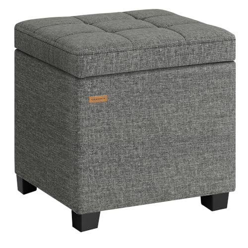 Square Storage Ottoman with Hinged Lid in Slate Gray, view 2