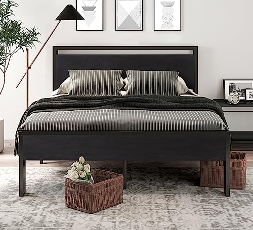 Wooden Bed Frame Black Oak with Rounded Corners and Storage, view 4