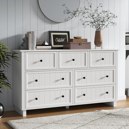 Farmhouse 10 Drawers Dresser for Bedroom, White Dresser Chest of Drawers, view 3