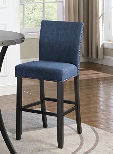Biony Fabric Bar Stools with Nailhead Trim (Set of 2), Blue