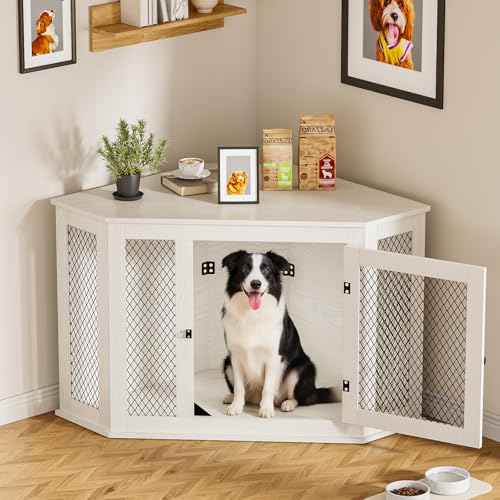 Corner Dog Crate, Wooden Furniture‑Style Crate for S/M & L‑Size Dogs, view 3