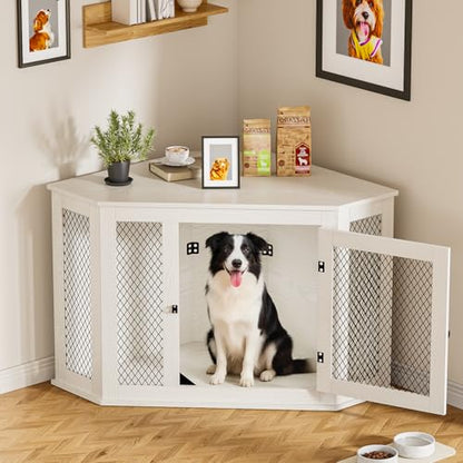 Corner Dog Crate, Wooden Furniture‑Style Crate for S/M & L‑Size Dogs, view 3