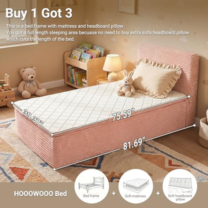 Boneless Bed Frame with Mattress Twin Size, view 3