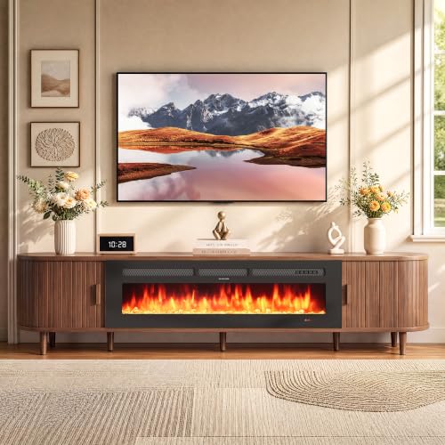 MXV 90" Fireplace TV Stand with Electric Fireplace, view 2