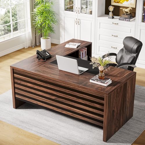 Tribesigns 62.2" L-Shaped Executive Desk with Mobile File Cabinet, view 5