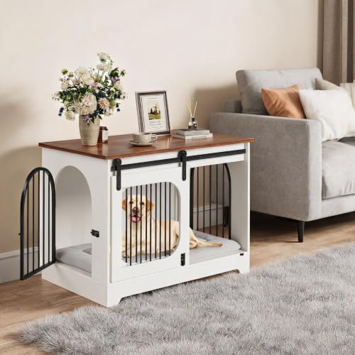 Dog Crate Furniture End Table, 39.4 in Wooden Indoor Kennel, 3 Doors, view 3