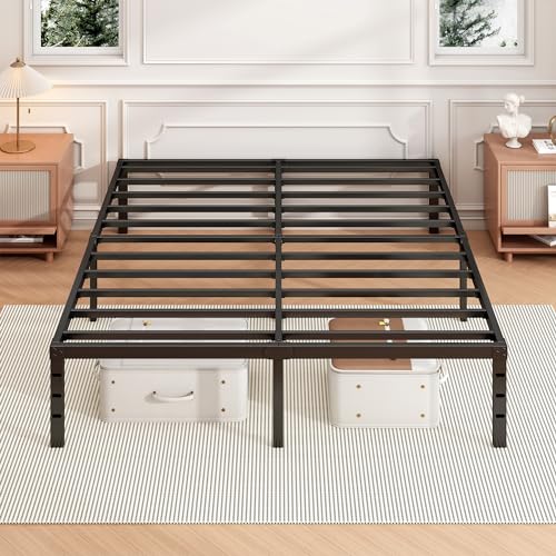 16 Inch Full Bed Frame, Under Bed Storage, Black, view 7