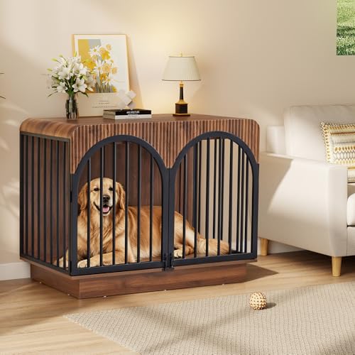 39.3" Fluted Wooden Dog Crate Furniture, view 7