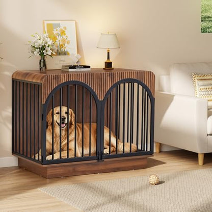 39.3" Fluted Wooden Dog Crate Furniture, view 7