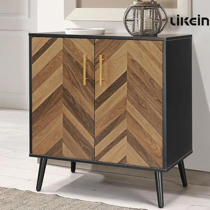 Modern Sideboard Storage Cabinet for Living Room Entryway, Black Storage Accent Cabinet with Doors