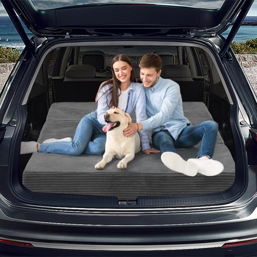 6-Inch Tri-Folding Mattress Queen Size - Foldable Futon Sofa Bed with Removable Washable Cover, Folding Futon Mattress | Non-Slip Bottom & Carry Handles for Guest, Camping, Dorm
