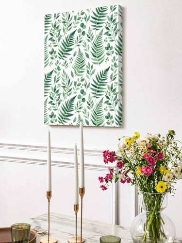 NuYeBiofx Watercolor Botanical Fern Fronds Canvas Wall Art Prints,40"x28" Framed Picture Artwork Green Leaves Printed Canvas Oil Painting for Living Room Bedroom Office,Ready to Hang