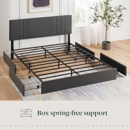 Zinus Billie Platform Bed Frame, Four Underbed Storage Drawers, King, view 7
