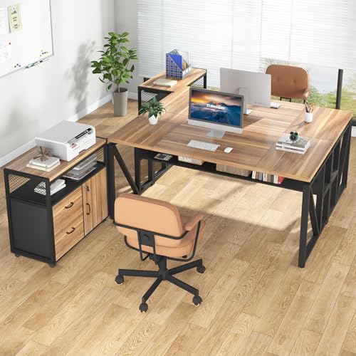 Tribesigns 63" Executive Desk with Reversible File Cabinet, view 5