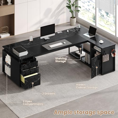 78" Executive Desk with Lockable File Cabinet, view 5