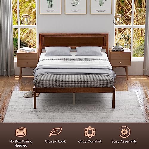 Full Size Wood Platform Bed Frame with Headboard, view 8