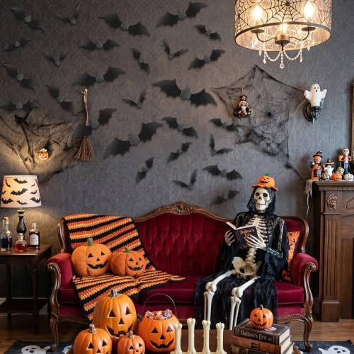 140Pcs Bats Halloween Decor, Real Scary Bat Stickers for Halloween Party, view 3