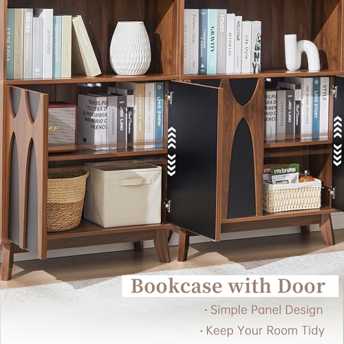 71-Inch Tall Freestanding Bookcase with Storage Doors, view 4