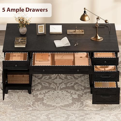 Farmhouse Executive Desk with File Drawers, view 6