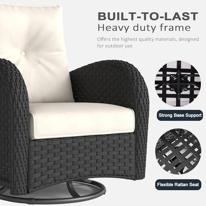 10 Pieces Outdoor Patio Furniture Set with Fire Pit Table, Rattan Wicker Sectional Swivel Rocker Chairs Sets