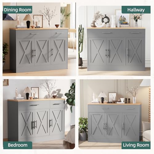 42" Buffet Cabinet with Storage, Kitchen Barn Door Cabinet, view 5