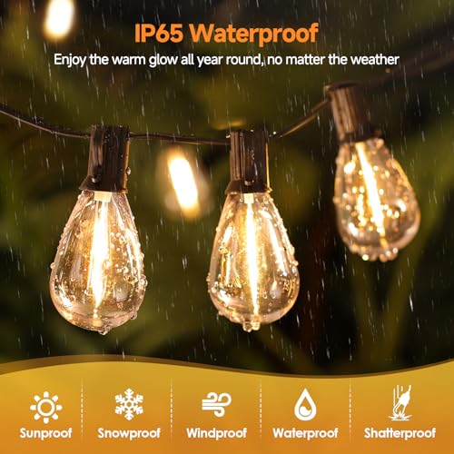 75FT LED Outdoor String Lights S11 Dimmable Patio Light, with 22+2 Waterproof Shatterproof Edison 2700K Bulbs for Outside Backyard Deck, Black