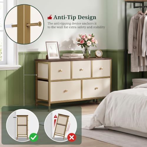 5 Drawer Dresser for Bedroom, Fabric Storage Drawer Unit, view 5