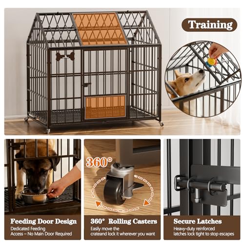 42" Heavy Duty XL Dog Crate, Indoor Steel Escape-Proof Kennel, view 5