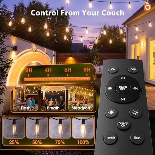 198FT Outdoor String Lights for Outside with Remote Waterproof Patio Lights, view 3
