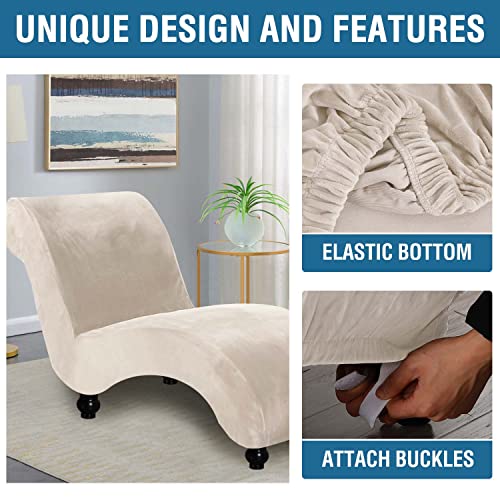 Chaise Lounge Cover Indoor Velvet Chaise Slipcover High Stretch Lounge Chair, view 5