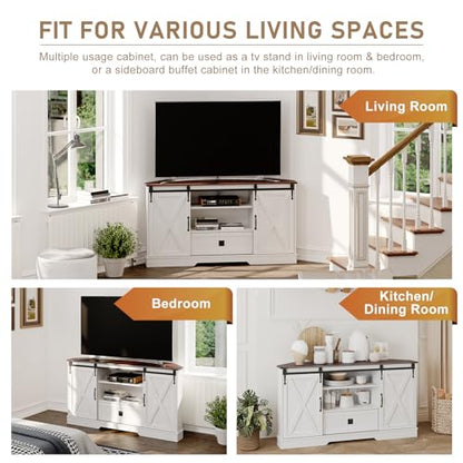 Corner TV Stand for 65 Inch TV, with Sliding Barn Door, view 5
