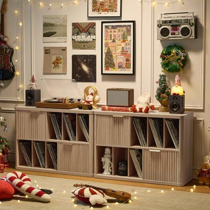 Large Record Player Stand with Vinyl Storage Up to 450 Albums, view 7