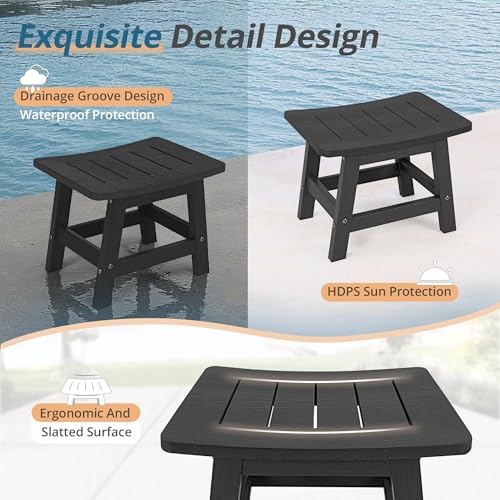 Outdoor Adirondack Ottomans, Footrest Footstool, Outdoor Foot Rest for Patio, HDPS All Weather Waterproof Footrest Footstool for Adirondack Chair, Black
