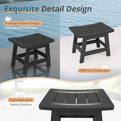 Outdoor Adirondack Ottomans, Footrest Footstool, Outdoor Foot Rest for Patio, HDPS All Weather Waterproof Footrest Footstool for Adirondack Chair, Black