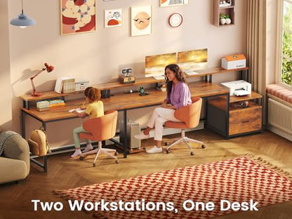66" Reversible L Shaped Office Desk with Power Outlet, File Drawer, view 5