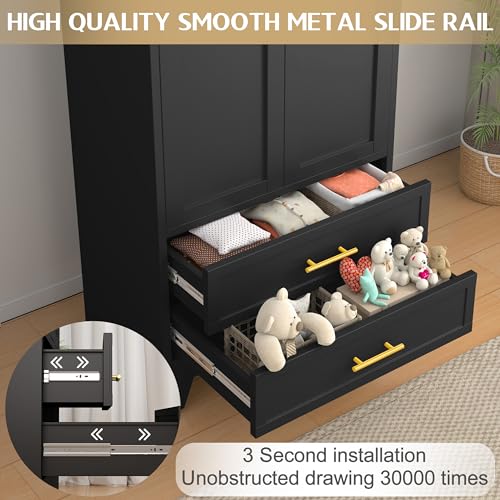Metal Wardrobe Cabinet with 2 Drawers, 71" Clothing Storage Cabinets, view 5