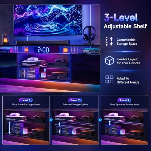 70” High-Glossy TV Stand with 2 Side Cabinets, view 7
