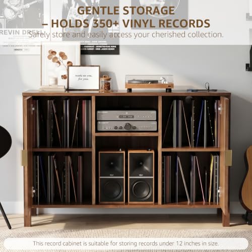 Record Player Stand with Vinyl Storage Cabinet, view 4