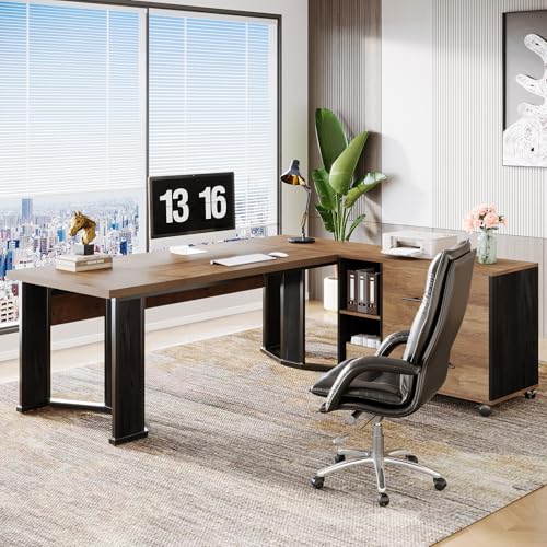 70.86" Executive Desk with Mobile File Cabinet, view 4